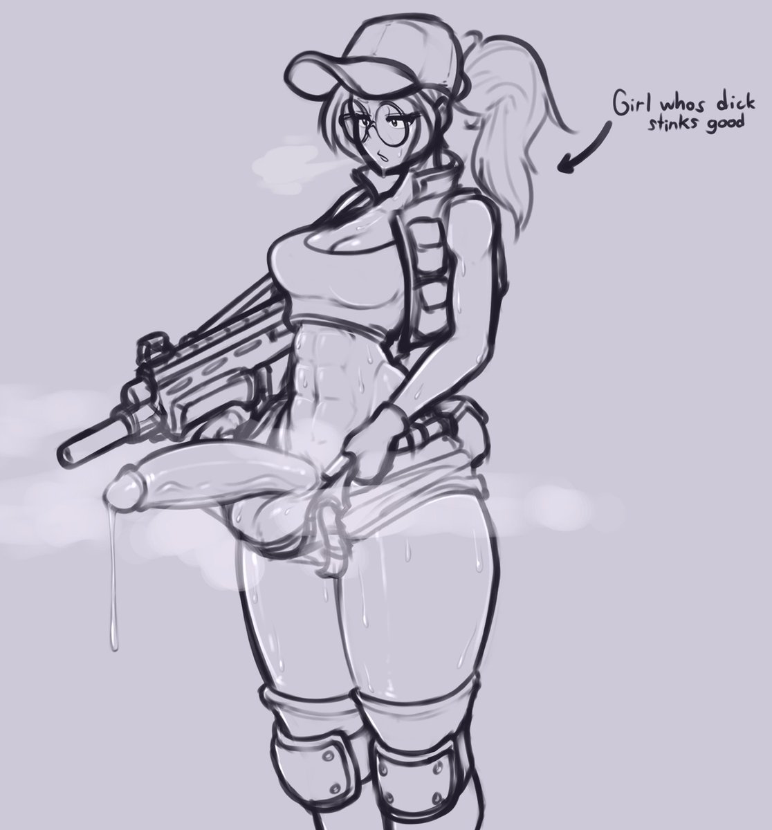 1futa 2023 abs balls big_balls big_breasts breasts circumcised clothed clothing english_text erection fio_germi futa_only futanari glasses gun hat hotcakesnsfw huge_cock human long_hair metal_slug monochrome mostly_clothed muscular muscular_futanari musk musk_clouds musk_fetish musky_cock penis penis_out ponytail short_shorts shorts sketch smooth_balls smooth_penis solo standing sweat text weapon