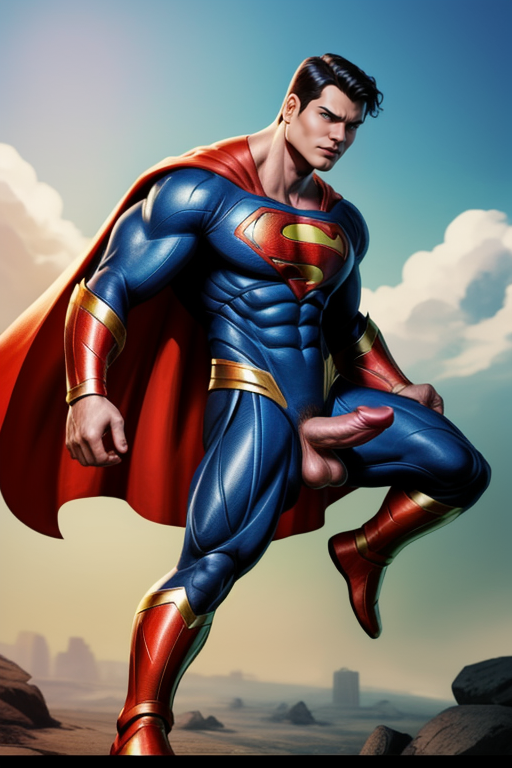 ai_generated big_balls big_penis dc_comics muscle nude rd_(artist) solo solo_male super_hero superman superman_(series)