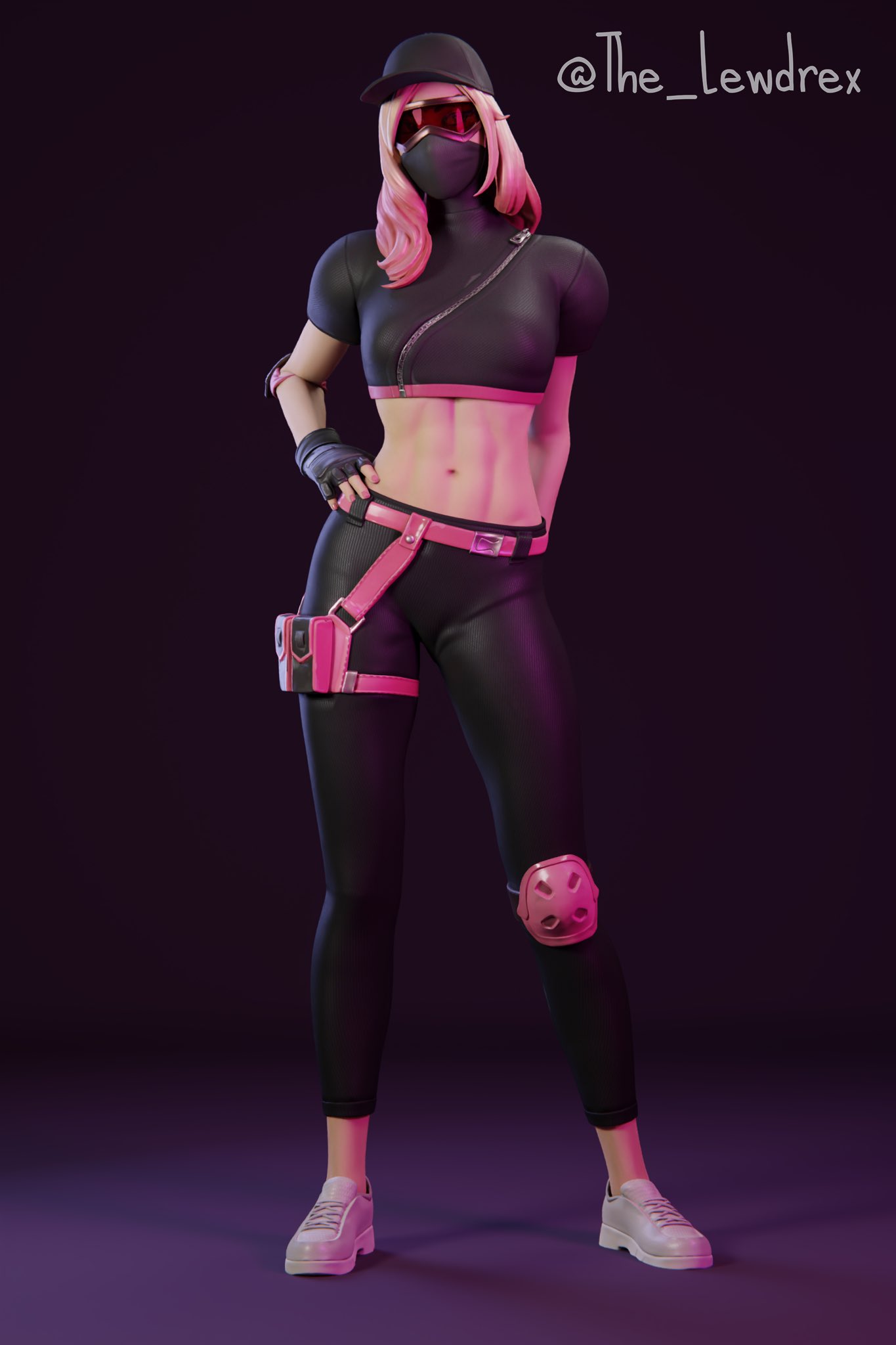 1girls 2020 3d athleisure_assassin blender clothed clothing epic_games female female_focus female_only fortnite fortnite:_battle_royale glasses headwear highres leggings lewdrex light-skinned_female light_skin long_hair looking_at_viewer mask masked masked_female pose posing presenting red-tinted_eyewear solo standing tinted_eyewear two_tone_hair visor visor_(eyewear) watermark