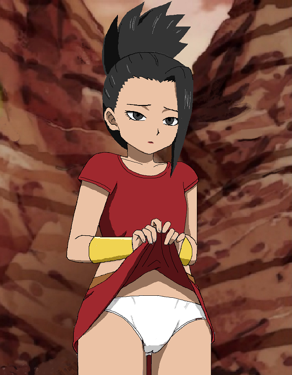 1girls black_hair dragon_ball female female_only female_saiyan kale panties skirt_lift solo universe_6/universe_7 white_panties yonkaku