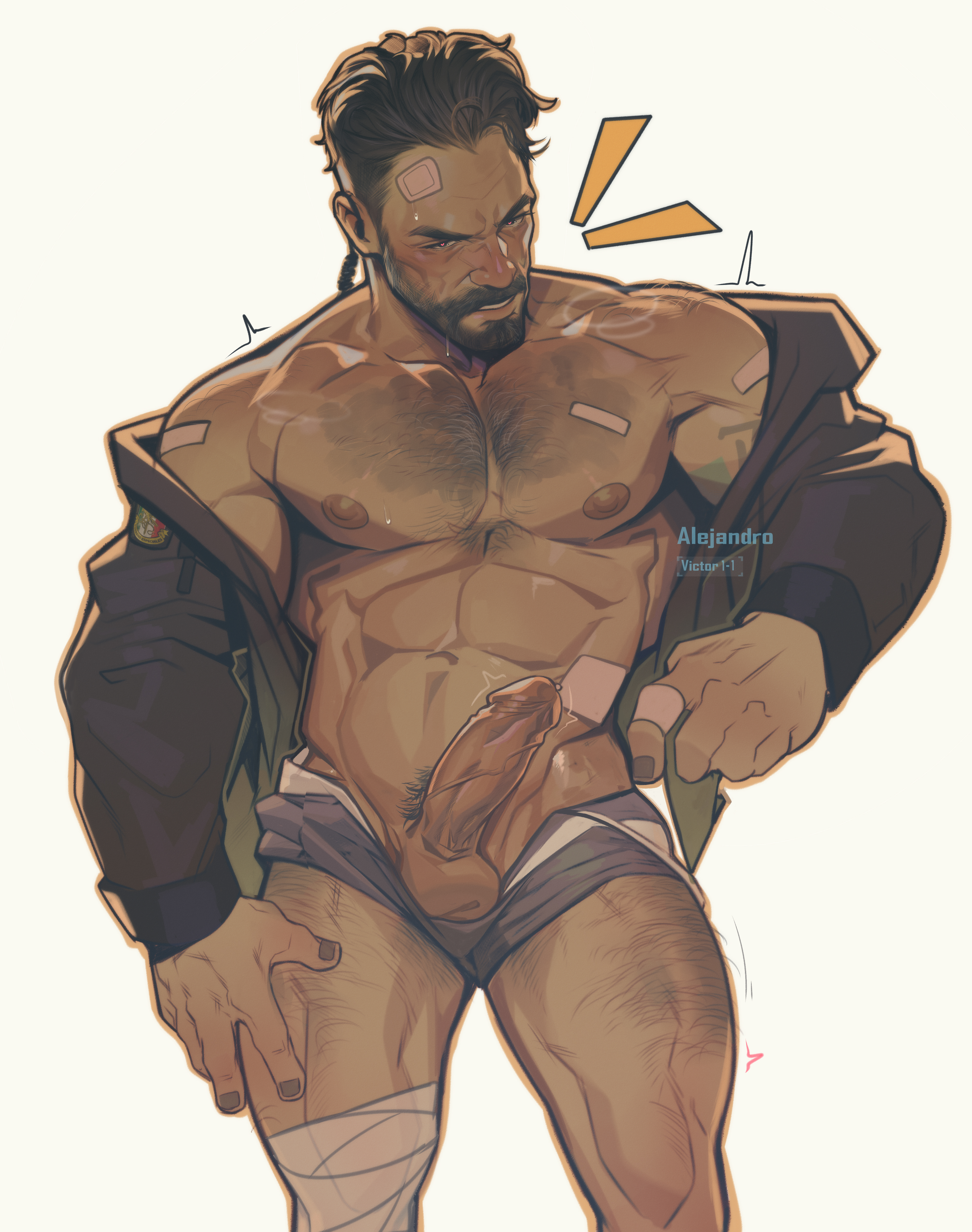 blush erection male nipples penis pubic_hair sweat body_hair clothing male_pubic_hair 1boy solo looking_at_viewer muscular muscular_male balls big_penis male_only sweating gay yaoi huge_cock bara facial_hair beard big_balls male_nipples solo_male male_focus hairy_chest masculine_male hairy muscular_chest hairy_male hard_on activision call_of_duty call_of_duty_modern_warfare_2_(2022) modern_warfare leg_hair holo_eden alejandro_vargas