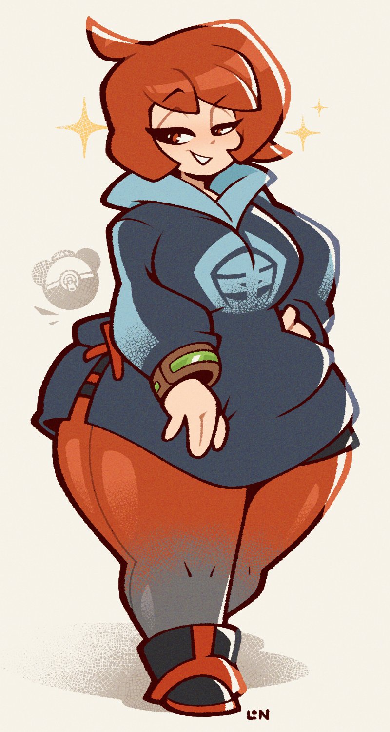 1girls, alternate body type, arezu (pokemon), ass, ass bigger than head, bottom heavy, chubby, chubby female, female, huge ass, huge hips, huge thighs, legendofnerd, plump, pokemon, pokemon legends: arceus, red eyes, red hair, tagme, thick thighs, wide hips