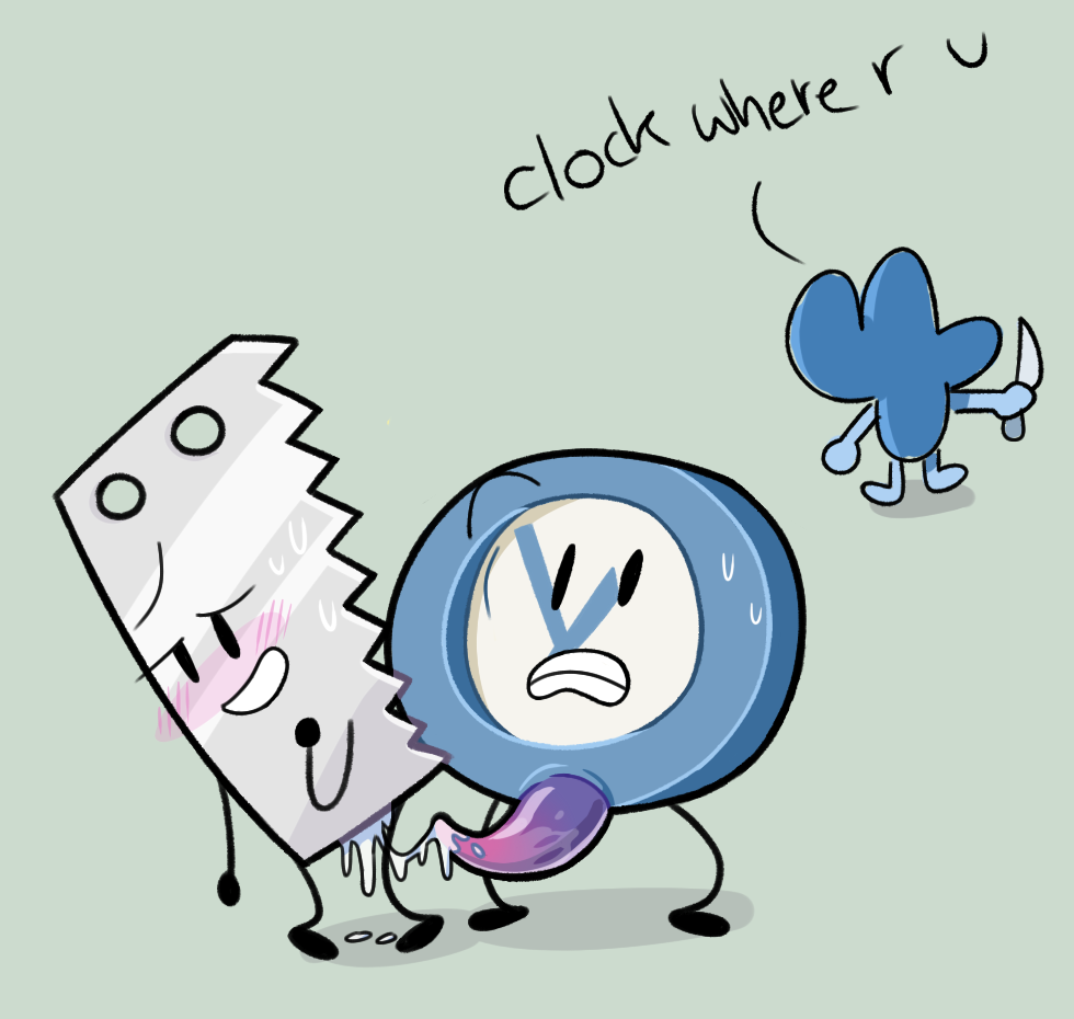 1boy 1girls after_sex battle_for_dream_island bfb bfdi clock clock_(bfdi) four_(bfb) luridime object_shows saw saw_(bfdi)