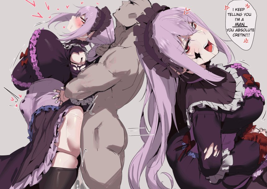 1boy, 1boy1girl, 1female, 1girls, 2026, 2d, 2d (artwork), 2koma, angry, ass, big ass, big breasts, big butt, bouncing breasts, brat, bratty correction, breasts, dark-skinned male, defeated, dialogue, doll, english commentary, english dialogue, english text, female, female penetrated, femsub, gothic, held up, huge breasts, instant loss, instant loss 2koma, insult, jowol, large breasts, living doll, lolita fashion, looking at viewer, loser, maid, maid uniform, male, male in female body, male penetrating, male penetrating female, male/male, porcelainmaid, pulling hair, stomach bulge, stormcow, text, virtual youtuber