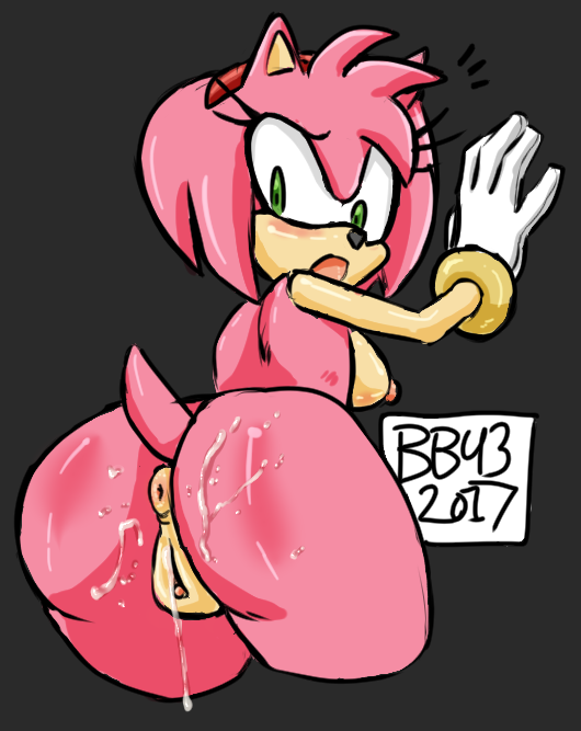 2017 amy_rose anthro anus ass bullet43 clothing cum cum_in_pussy cum_inside female gloves green_eyes hedgehog mammal pussy solo sonic_(series)