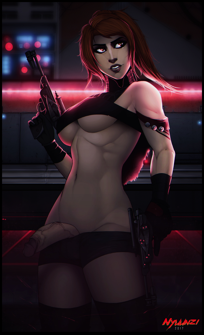 1futa, bioware, blaster (star wars), breasts, cleavage, erection, futa only, futanari, intersex, lucasfilm, nyuunzi, original character, penis, solo, star wars, star wars: the old republic, underboob