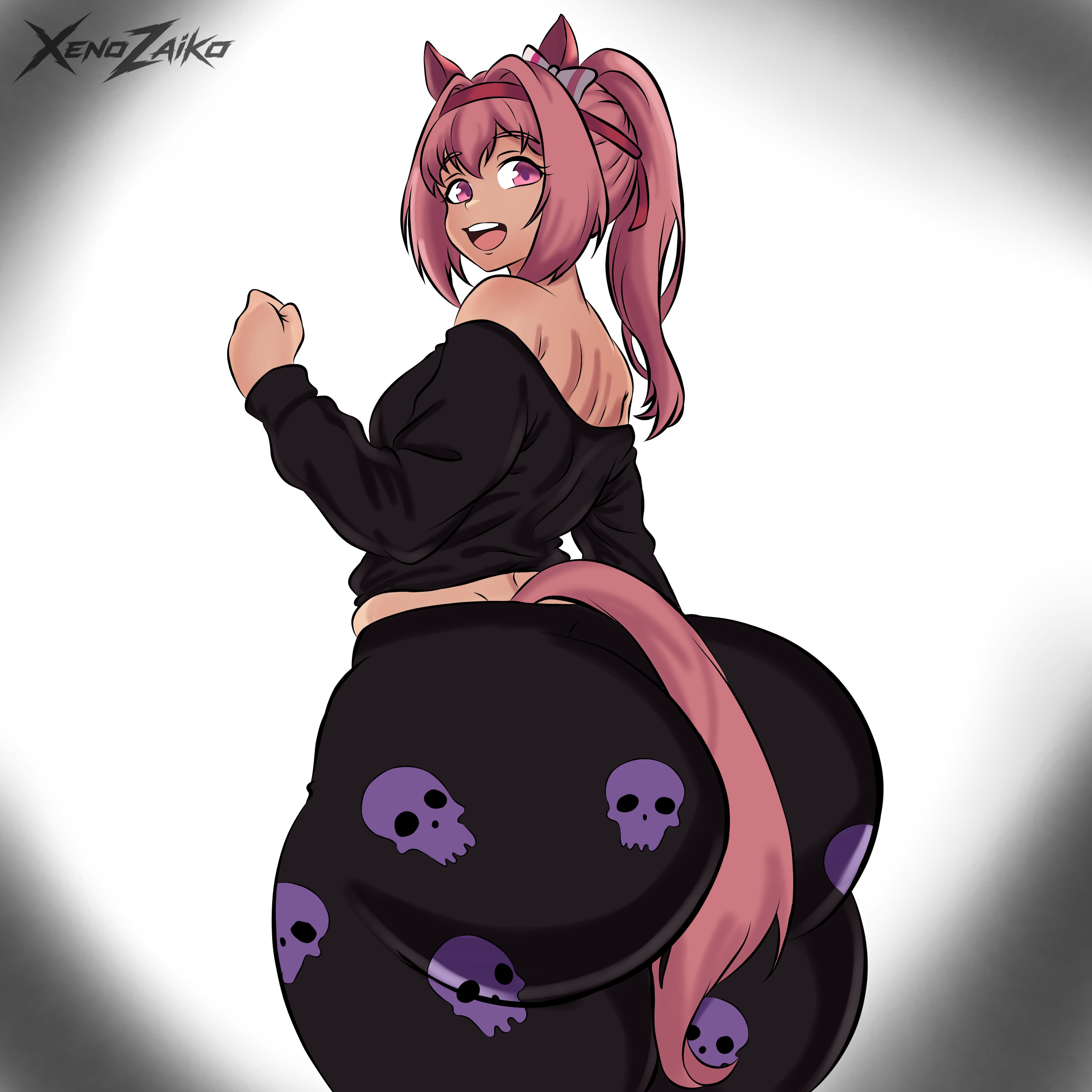big ass, fat ass, haru urara (umamusume), looking back, massive ass, pijama, small breasts, tail, umamusume, xenozaiko