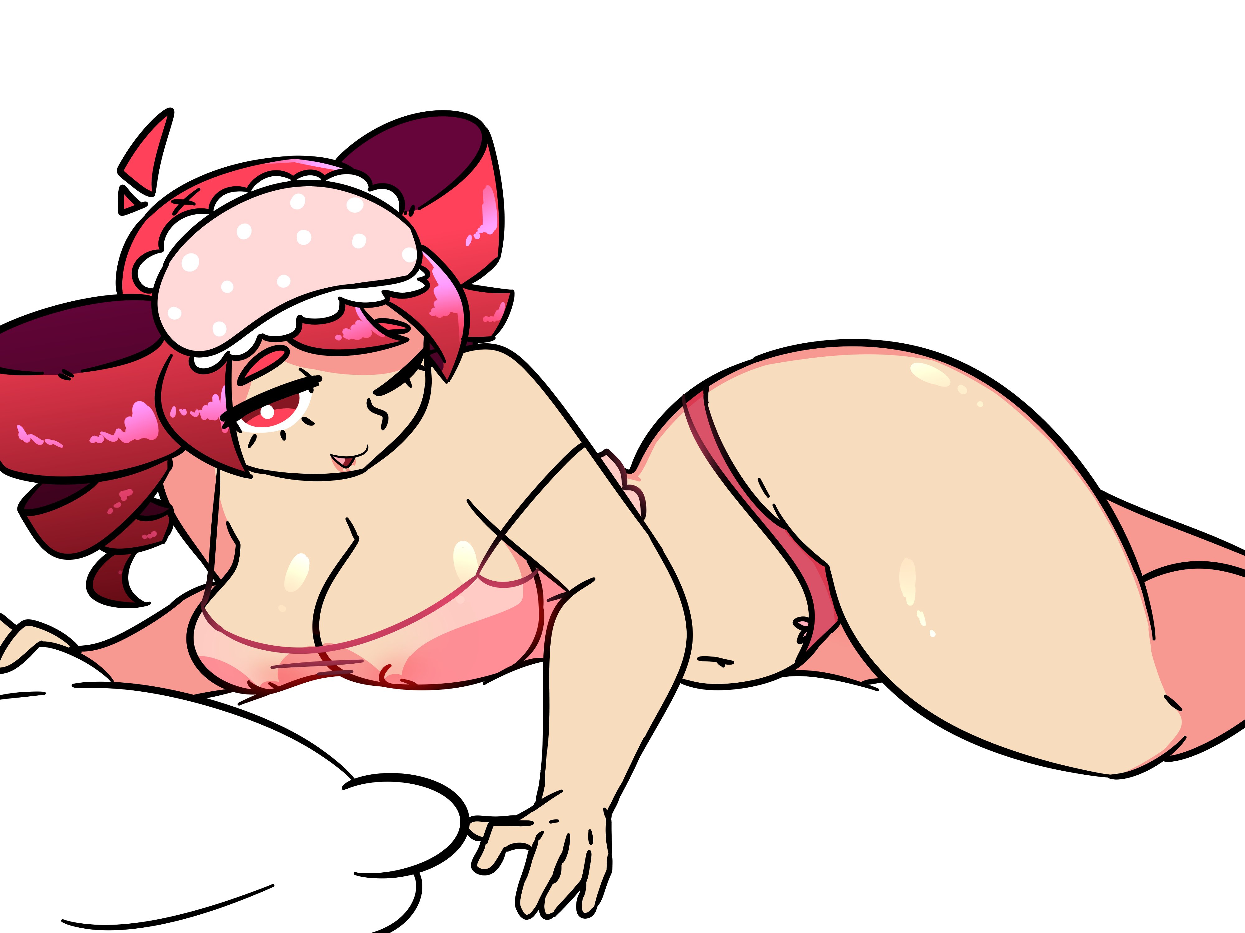 1girls, 2d, 2d (artwork), ahoge, belly, big belly, big breasts, big thighs, blouse, breasts, cleavage, crossed legs, curvaceous, curvy, curvy female, curvy figure, erect nipples, eyelashes, fat breasts, fat thighs, female, female only, huge breasts, huge thighs, kasane teto, large breasts, large thighs, lips, navel, nipple bulge, nipples, nipples visible through clothing, one eye closed, open mouth, panties, pillow, plump, plump breasts, plump thighs, red eyes, red hair, shiny breasts, shiny skin, shiny thighs, shirt, simple background, skimpy, sleep mask, sleeping, sleepy, slim waist, solo, solo female, strap slip, thick thighs, thighs, twin drills, utau, voluptuous, voluptuous female, waking up, white background, wide hips