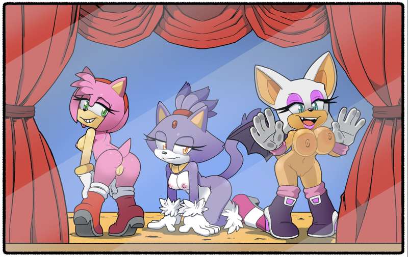 3girls, against glass, amber eyes, amy rose, areolae, ass, big ass, big breasts, blaze the cat, blue eyes, breast press, breast squish, breasts, breasts against glass, breasts on glass, female, green eyes, large breasts, leatherruffian, medium breasts, multiple females, multiple girls, naked footwear, nipples, presenting, presenting ass, presenting breasts, presenting hindquarters, pussy, rouge the bat, seductive, sonic (series), sonic the hedgehog (series), take your pick, window