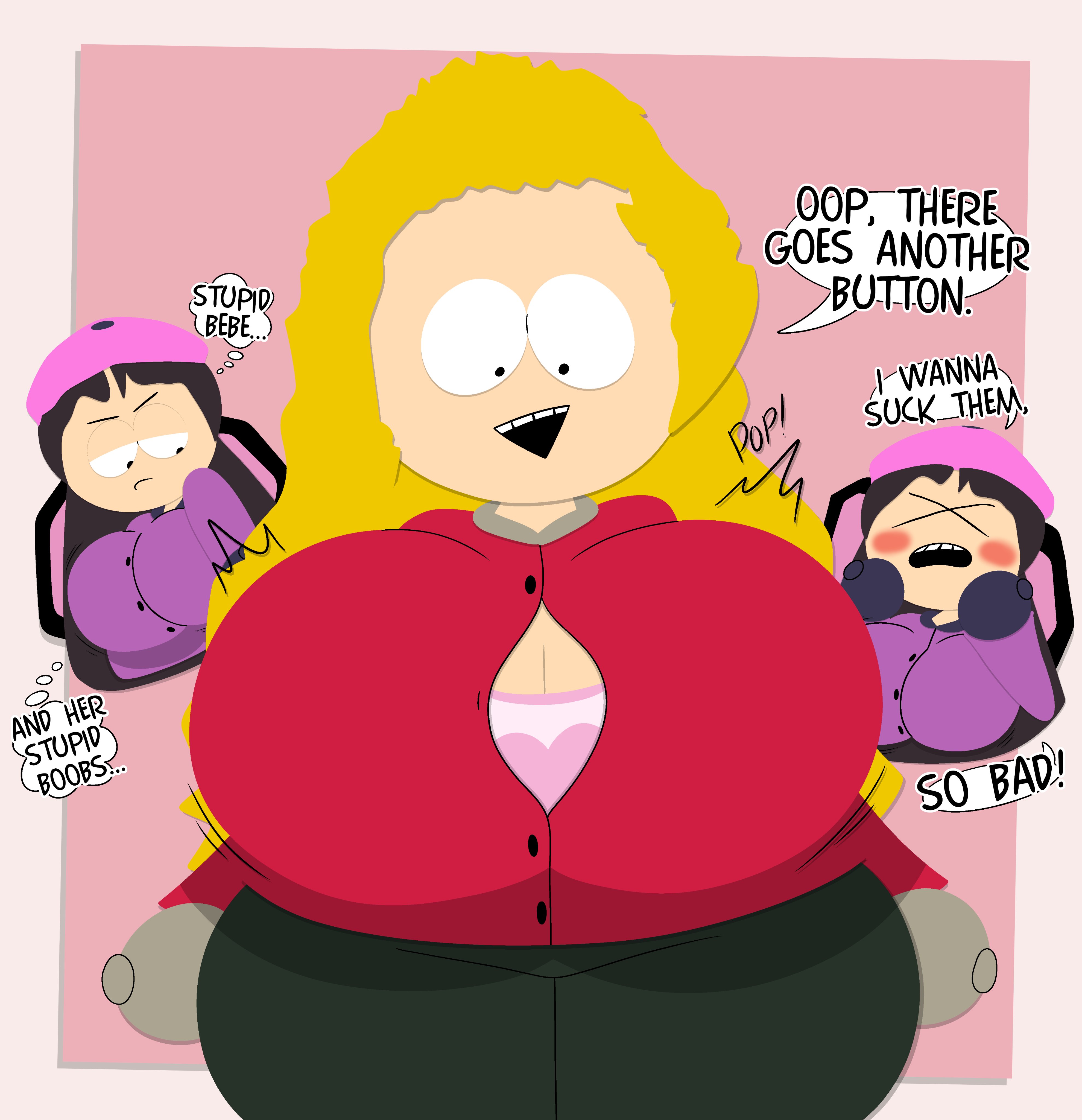 2girls, 3barts, aged up, bebe stevens, button pop, comedy central, massive breasts, only female, south park, tagme, thick thighs, wendy testaburger, yuri