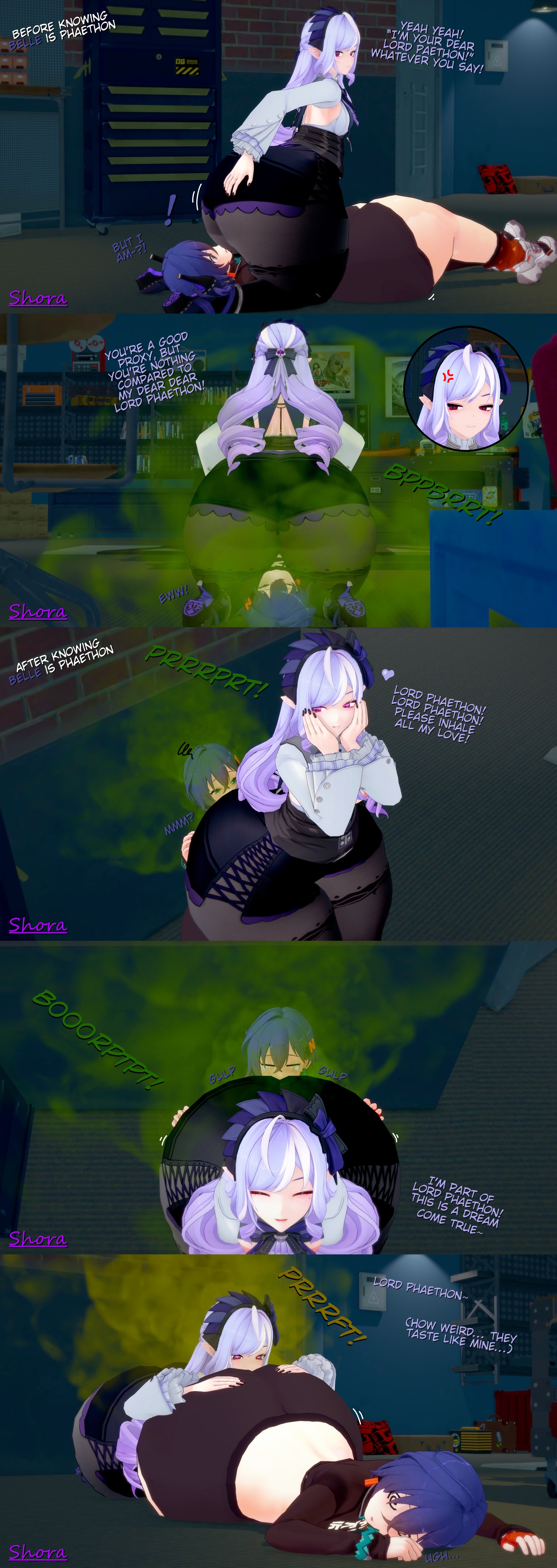 3d, ass, belle (zenless zone zero), big ass, comic, crazy female, facesitting, fart, fart cloud, fart fetish, farting, farting in face, farting in mouth, koikatsu, shora gasniffa, vivian banshee, yandere, zenless zone zero, zzz