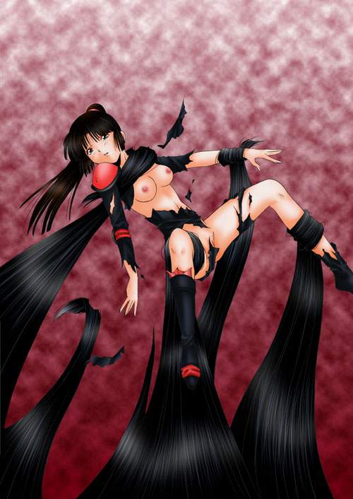 1girls areola arm_grab artist_request black_hair bound breasts breasts_out brown_eyes clothes color defeated defeated_heroine demon exposed_breasts exposed_pussy eyeliner eyeshadow firm_breasts functionally_nude hair hair_bondage half-closed_eyes inuyasha leg_grab living_hair long_hair looking_away makeup nipples oni pointy_chin ponytail prehensile_hair regret restrained ripped_clothing round_breasts sad sad_eyes sango scrunchie shreds_of_clothes solo_focus spread_legs suspended suspension tentacle_rape tied_hair torn_clothes torso_grab yura_of_the_hair