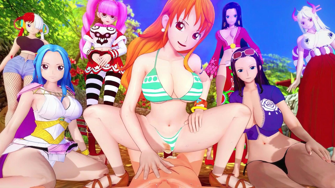 3d, 6+girls, 7girls, artist request, big breasts, bikini, black hair, black-haired female, blue hair, blue-haired female, boa hancock, breasts, clothing, cowgirl, cowgirl position, curvy, curvy body, curvy female, curvy figure, female, harem, koikatsu, male, monkey d luffy, multicolored hair, multiple females, multiple girls, nami (one piece), nefertari vivi, nico robin, one piece, orange hair, orange-haired female, perona, pink hair, pink-haired female, pubic hair, red hair, red-haired female, scar, scar on chest, screencap, screenshot, sex, thick thighs, two tone hair, uta (one piece), white hair, white-haired female, yamato (one piece)
