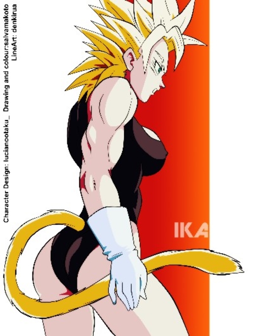 1girls big_breasts blonde blue_eyes cameltoe cleavage curvy dragon_ball erect_nipples female huge_areolae huge_ass original_character puffy_nipples salvamakoto short_hair thick_lips voluptuous wide_hips