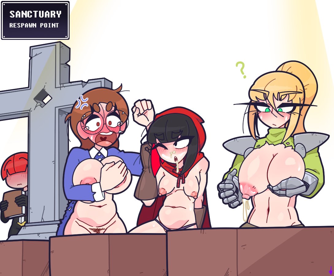 angry confused covered_in_cum cross cum_in_breasts destroyed_clothing healing knight kozatchu leaking_cum mage priest pubic_hair revival rogue rpg
