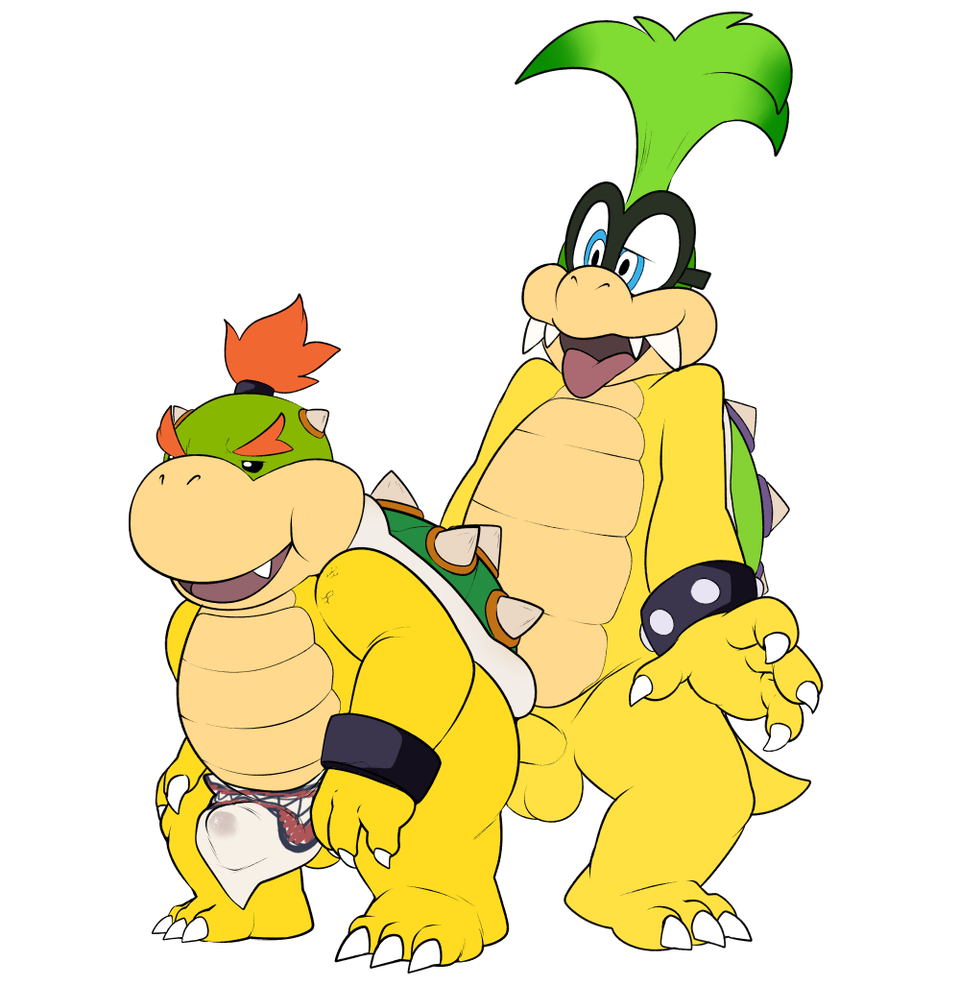 anal anal_sex anthro balls bowser_jr. brother duo erection eroborus eyewear glasses horn humanoid_penis iggy_koopa incest koopa koopaling male mario_(series) nintendo nude open_mouth penetration penis scalie sex sibling simple_background smile spikes tongue video_games yaoi