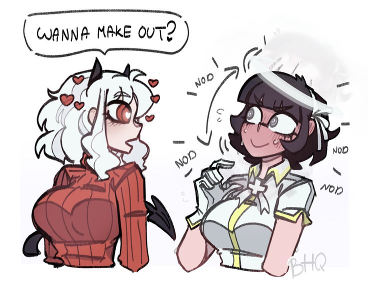 azazel (helltaker), cute, female, flustered, funny, helltaker, meme, modeus (helltaker), saintbhqs, wholesome, yuri
