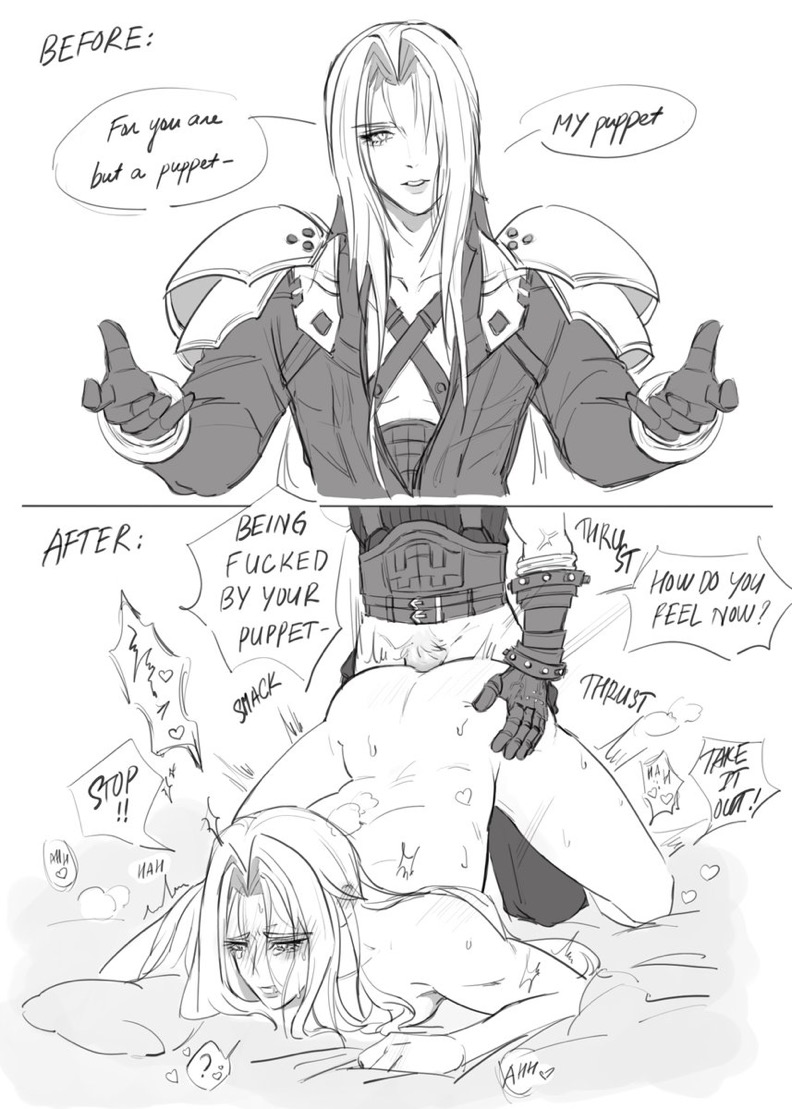 2boys, anal sex, ass, ass grab, ass up, begging to stop, cloud strife, defeat rape, defeat sex, defeated, defeated villain, defeated with sex, doggy style, english text, final fantasy, final fantasy vii, final fantasy vii remake, gay, gay domination, gay rape, gay sex, hero abusing villainess, hero and villain, male, male/male, raped, sephiroth, villain sub, yaoi