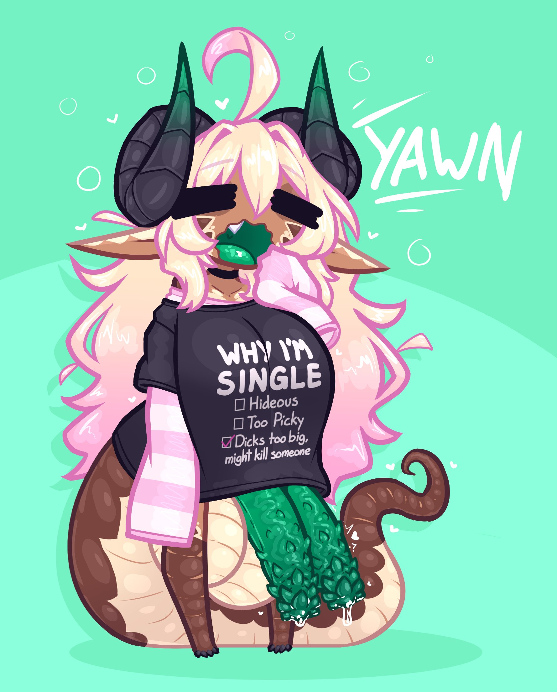 chibi, dick, futanari, intersex, limebreaker, penis, sleepy, solo, yawn