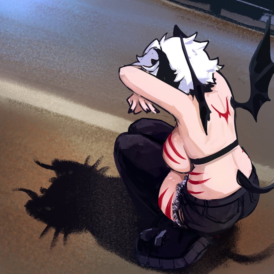 1girls ass back bare_back bat_wings big_breasts bird's-eye_view black_nail_polish black_nails blaire_rune blairevt body_markings breasts busty cat_shadow_puppet_(meme) crouching crouching_female curvaceous curvy curvy_female curvy_figure demon demon_girl demon_tail demon_wings denim_shorts female female_focus female_only hi_res high high-angle_view high_resolution highres horns jean_shorts large_breasts light-skinned_female light_skin markings meme meme_reference nail_polish oc original original_character painted_nails pose posing reference shadow shadow_puppet short_hair shorts sideboob solo solo_female solo_focus squatting tagme tail thick_thighs thighs viewed_from_above voluptuous voluptuous_female white_hair wings