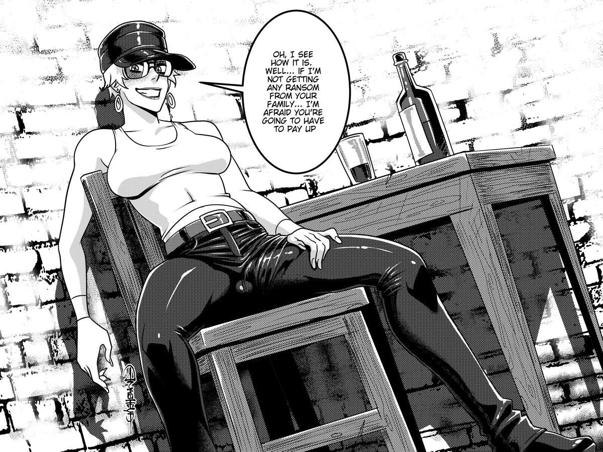 1futa, anasheya, balls, blush, breasts, bulge, cleavage, erection under clothes, futa only, futadom, futanari, hoop earrings, hourglass figure, intersex, looking at viewer, monochrome, penis, penis under clothes, solo, solo futa, speech bubble, sunglasses, testicles, text