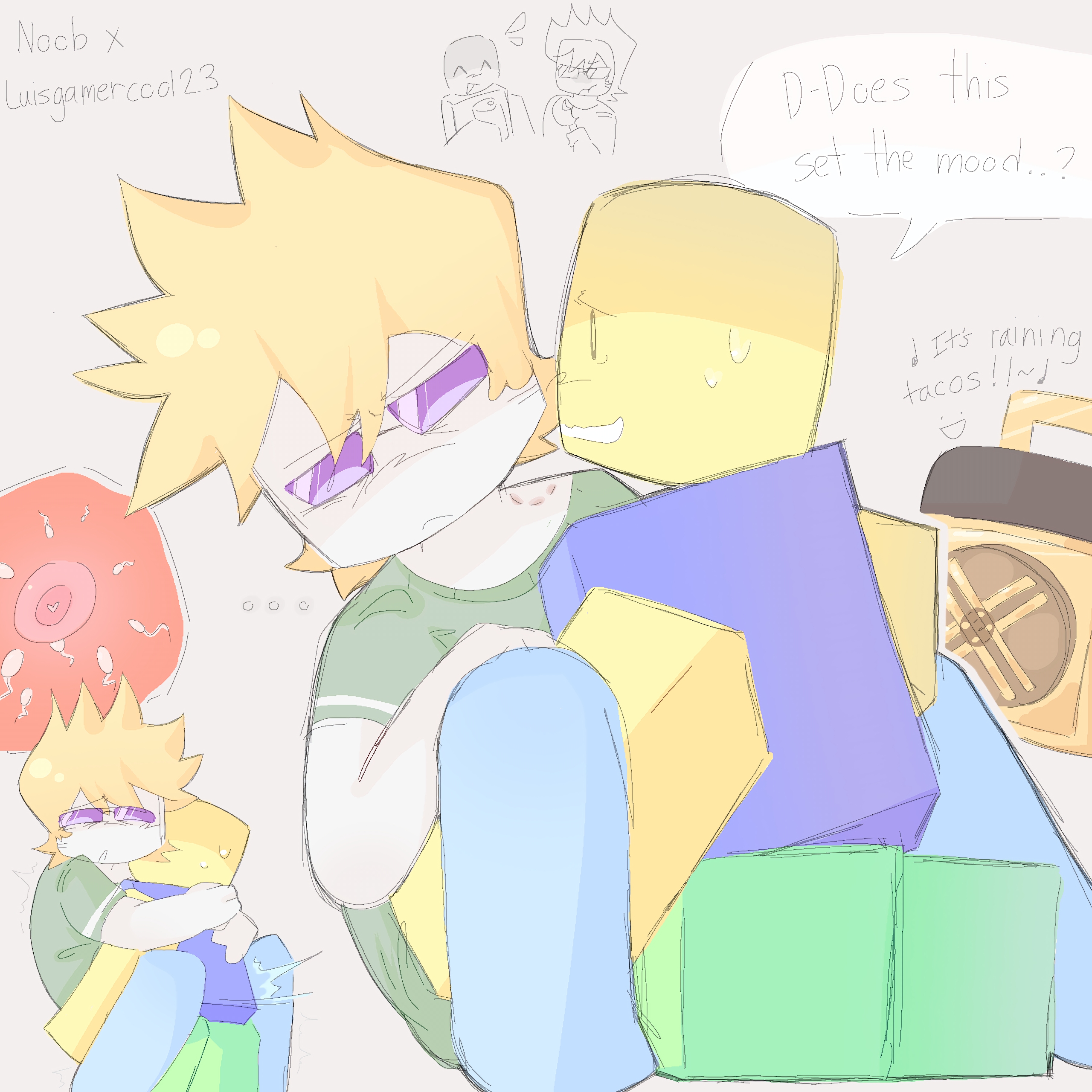 2boys, ambiguous penetration, blocky body, capitheman, doodle, flamingo (youtuber), forsaken (roblox), gay, impregnation, luisgamercool23, male, noob (forsaken), roblox, roblox avatar, roblox game, robloxian, self upload, shitpost, sketch, tagme, text, toony