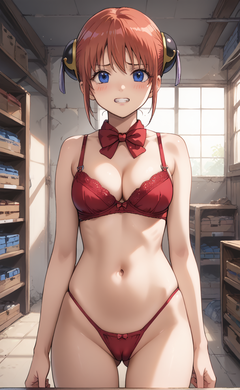 ai_generated blue_eyes cameltoe chinese_female gintama kagura_(gintama) red_hair red_panties rengoku_shinjurou sexy sexy.ai sexy_pose