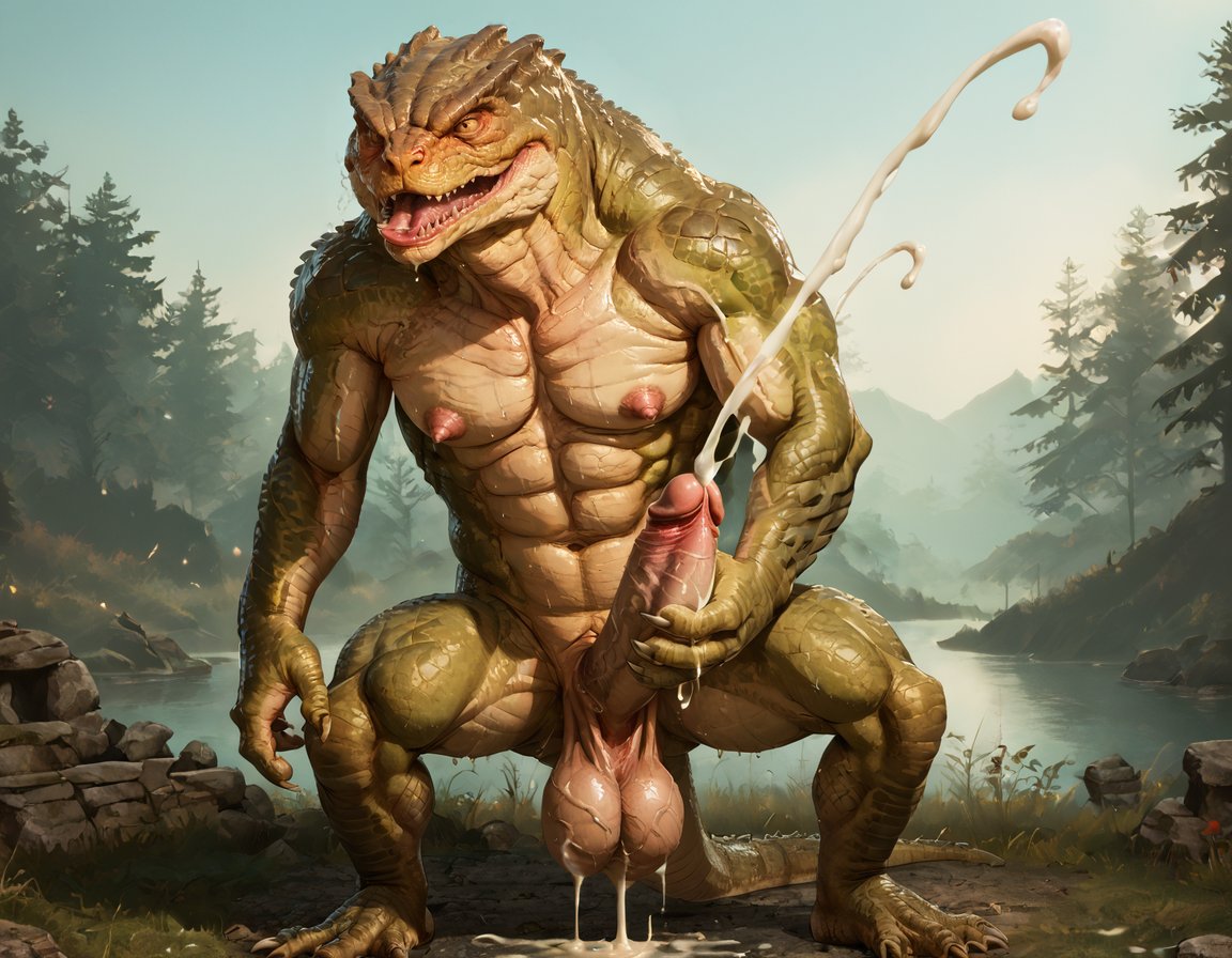 1boy 1male ai_generated anthro balls big_balls big_muscles big_penis big_testicles booster_rex cum cumming cumshot daddy erect_penis erection gay green_body huge_balls huge_cock huge_muscles huge_testicles lizard male male_only masturbating masturbation mortal_kombat muscles muscular muscular_anthro muscular_male penis reptile reptile_(mortal_kombat) scalie solo testicles veiny_penis