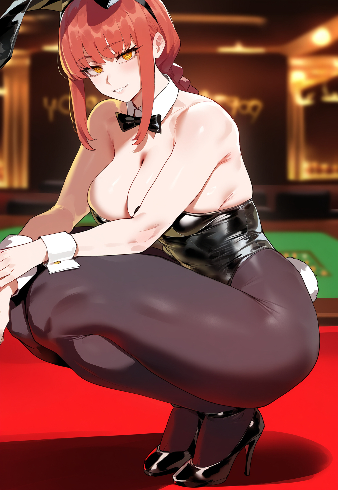 1girls, ai generated, braid, braided hair, braided ponytail, chainsaw man, creamy ai, female, light skin, light-skinned female, long hair, makima (chainsaw man), red hair, solo, tagme