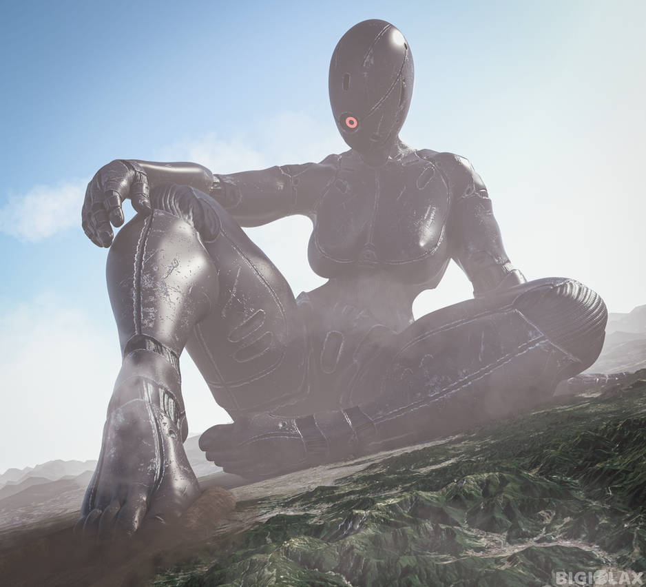 1girls 3d bigiolax city destruction female_only giantess giga_giantess humanoid_robot larger_female macro non-human_face original original_character outside red_eyes robot robot_girl sitting