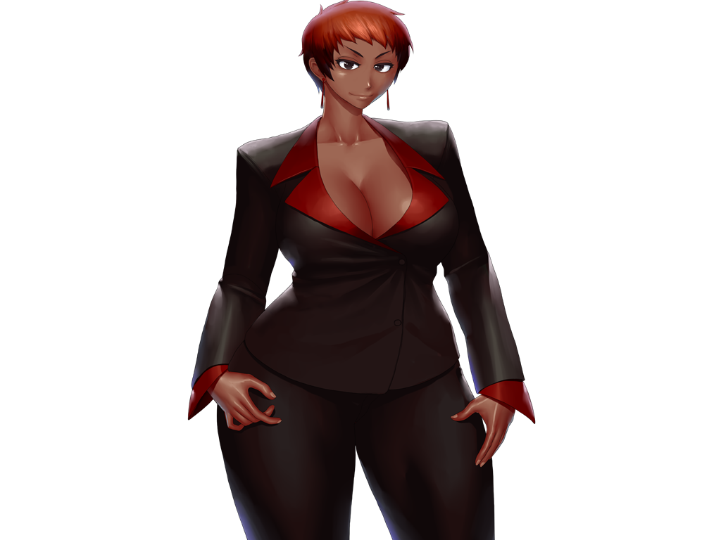 1girls big_breasts breasts brown_eyes busty clothed curvaceous curvy curvy_female dark-skinned_female dark_skin earrings female huge_breasts jacket king_of_fighters long_sleeves office_clothing office_lady pants red_hair secretary short_hair silk smile smiling_at_viewer standing suit tan tan-skinned_female tan_body tan_skin tanned tanned_skin thick thick_legs thick_thighs thighs vice_(kof) voluptuous voluptuous_female yamakawaya