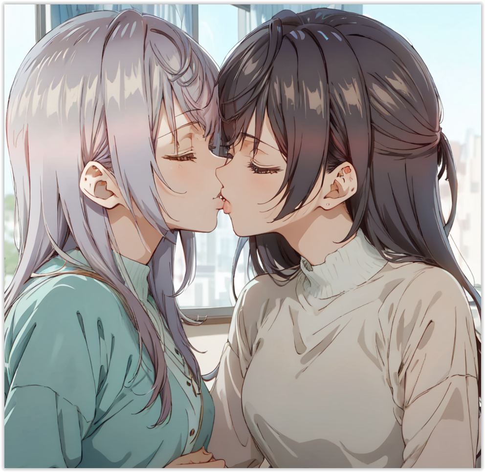 2females 2girls ai_generated alisa_mikhailovna_kujou girl_on_girl lesbian_couple lesbian_kiss love lovers suou_yuki yuri yuri yuri