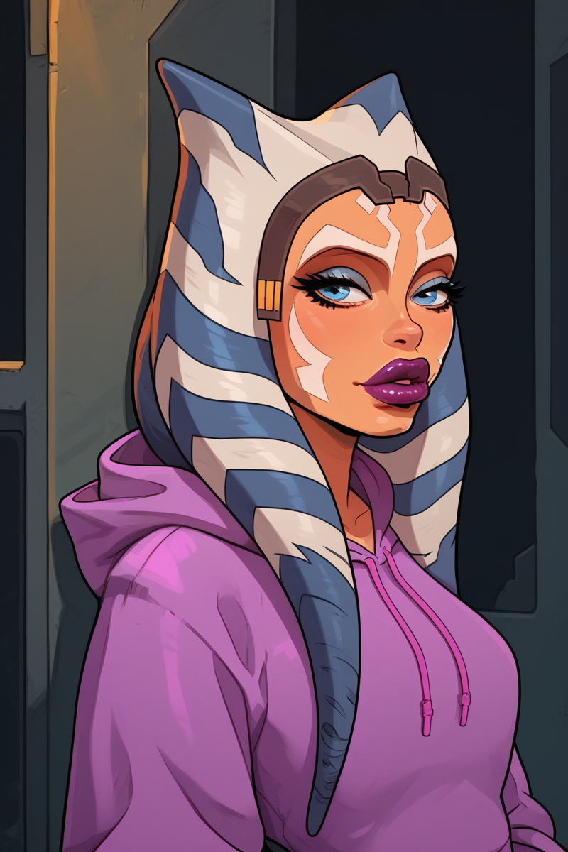 1girls ahsoka_tano ai_generated alien bare_shoulders big_breasts blue_eyes breasts clone_wars colored_skin face_markings facial_tattoo goldencharacters hi_res humanoid indoors jedi lucasfilm markings montrals orange_skin sleeveless solo star_wars star_wars_rebels tentacle_hair togruta