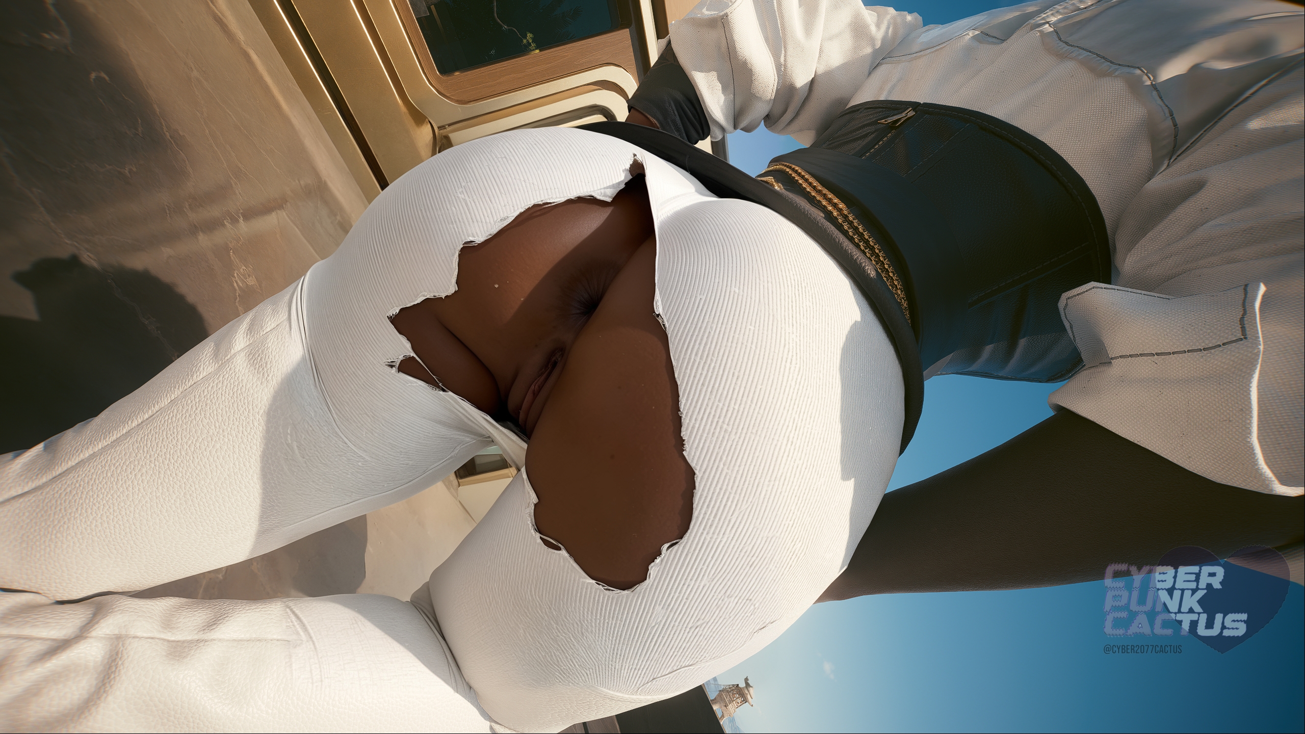 3d, anus, ass, cyberpunk 2077, denny (cyberpunk 2077), torn clothes