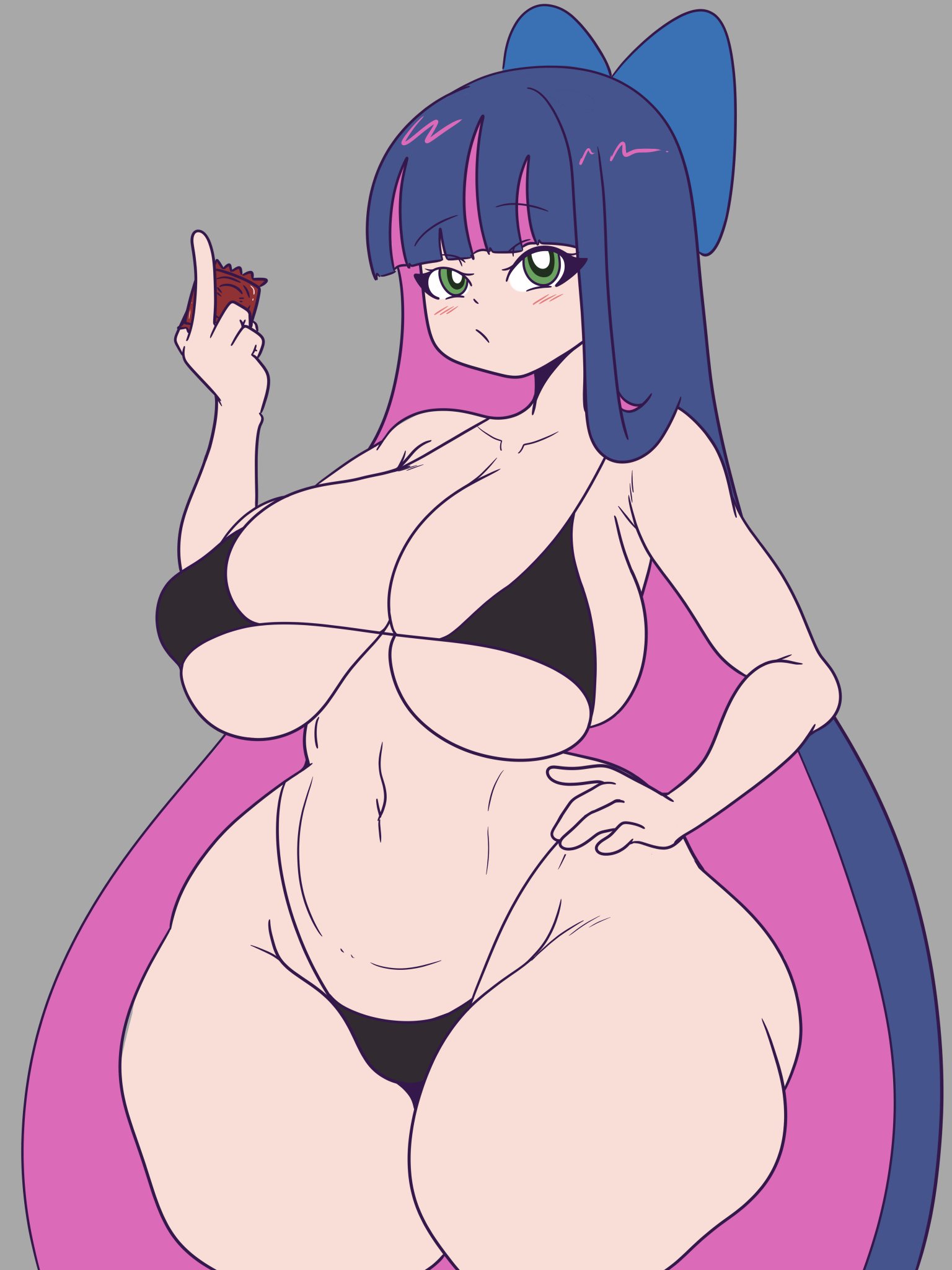 1girls, condom, female, inakotho, long hair, panty & stocking with garterbelt, stocking anarchy, tagme, wide hips
