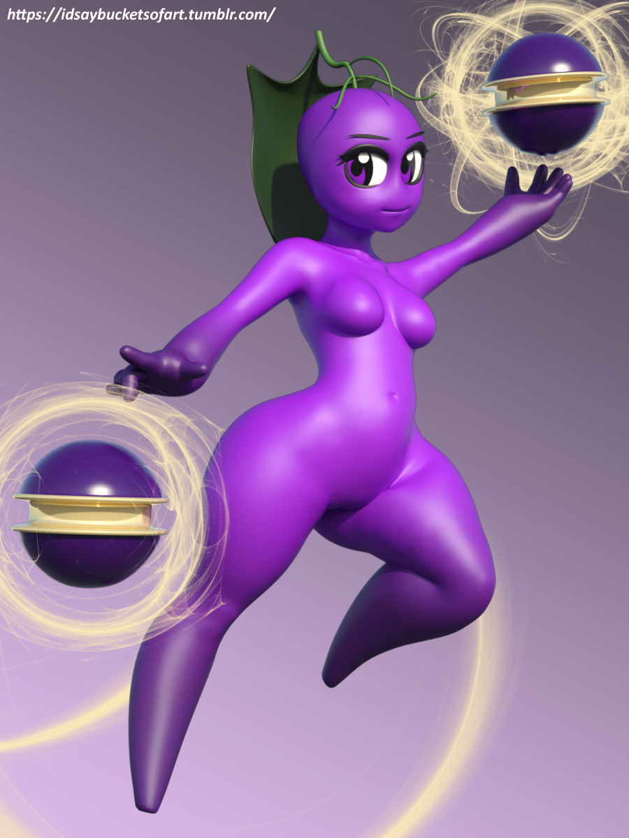 3d female flora_fauna food fruit fruit_girl idsaybucketsofart plant purple_skin