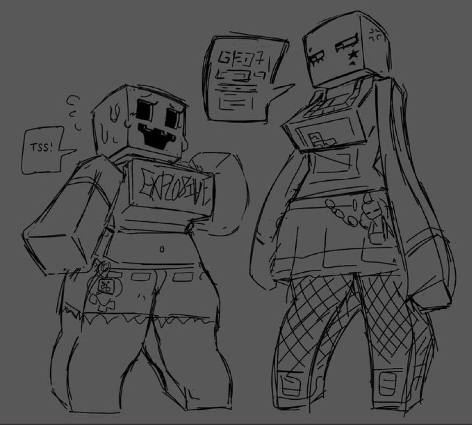 bimbo breasts creeper_(minecraft) enderwoman goth minecraft thighs