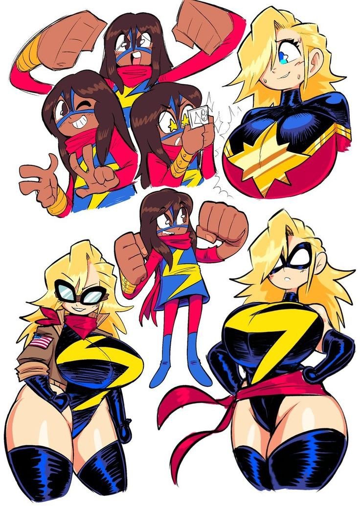 1girls blonde_female blonde_hair female female_only huge_breasts ilikestuffdoyou kamala_khan ms._marvel ms._marvel_(carol_danvers) original tagme voluptuous