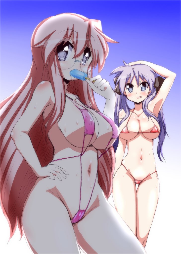 2girls artist_request bikini kagami_hiiragi lucky_star miyuki_takara tagme