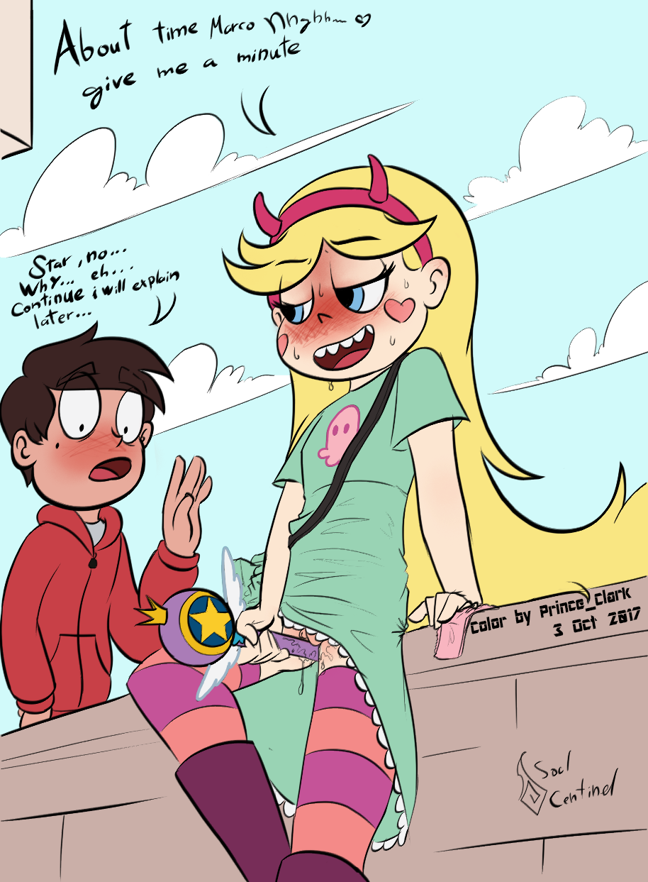 beauty mark, blonde hair, blue eyes, boots, brown hair, bush, casual, disney, disney channel, disney xd, edit, english text, female, high boots, latino, long hair, looking at another, looking back, male, marco diaz, masturbation, open mouth, outdoors, public, pussy, pussy juice, red face, royal magic wand, shirt, short hair, sitting, skinny legs, slim female, slim waist, smile, soulcentinel, star butterfly, star vs the forces of evil, stockings, stone wall, surprised, sweat, thin thighs, underwear, underwear removed, upskirt, wand, wet pussy, white female