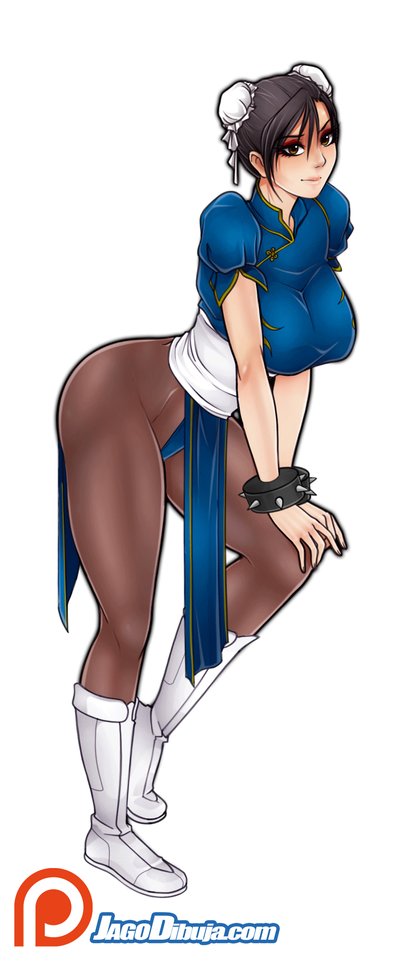 animated, ass, big ass, blue dress, chun-li, female, jago dibuja, street fighter