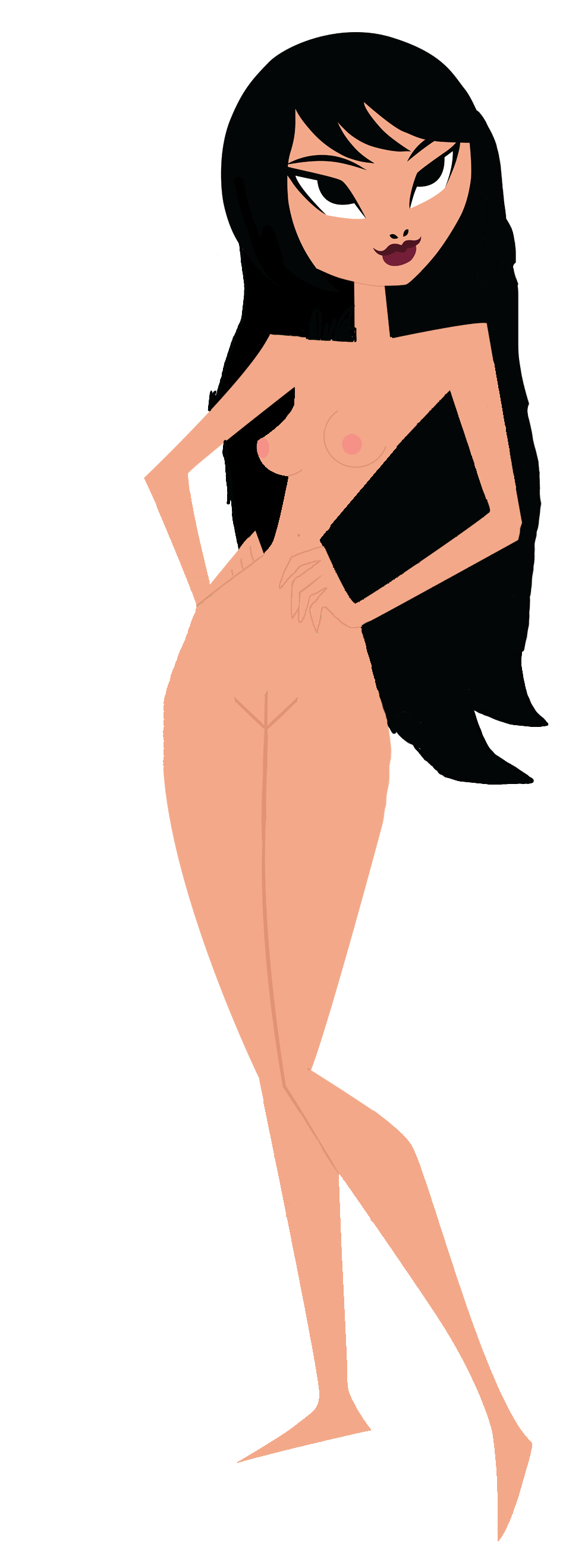 1girls accurate_art_style ashi_(samurai_jack) ass black black_hair breasts daughters_of_aku edit eyelashes female female_only hair legs lipstick long_hair nipples no_outlines nude official_style pussy samurai_jack smile solo thin_female villainess