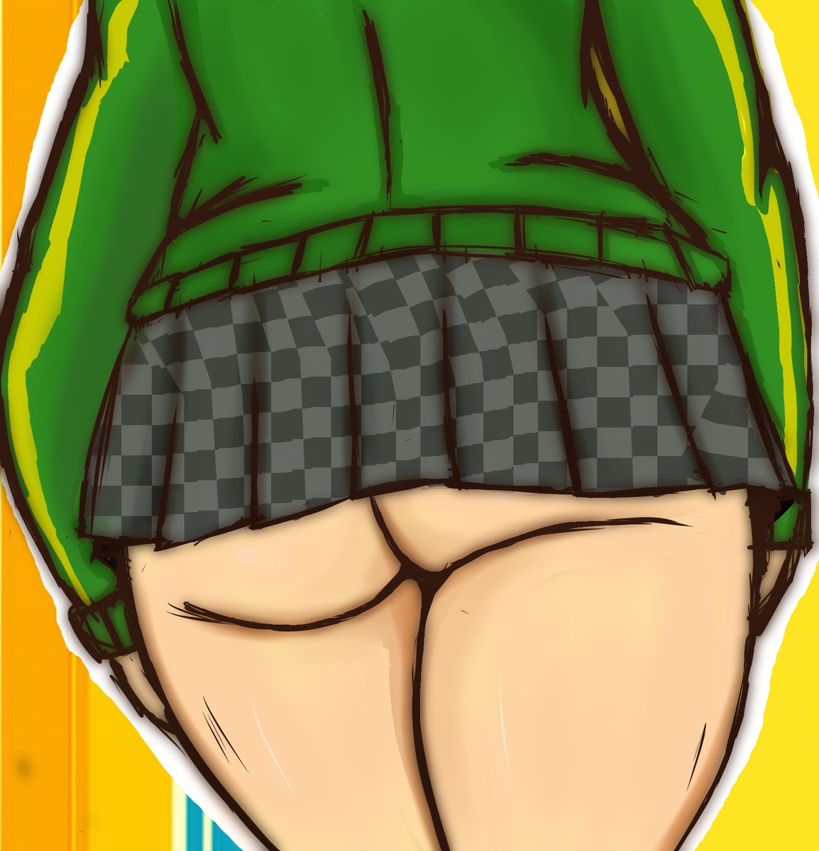 1girls ass big_ass bottomless_skirt female green_jacket jacket megami_tensei persona persona_4 satonaka_chie skirt thick_ass thick_thighs vensaku