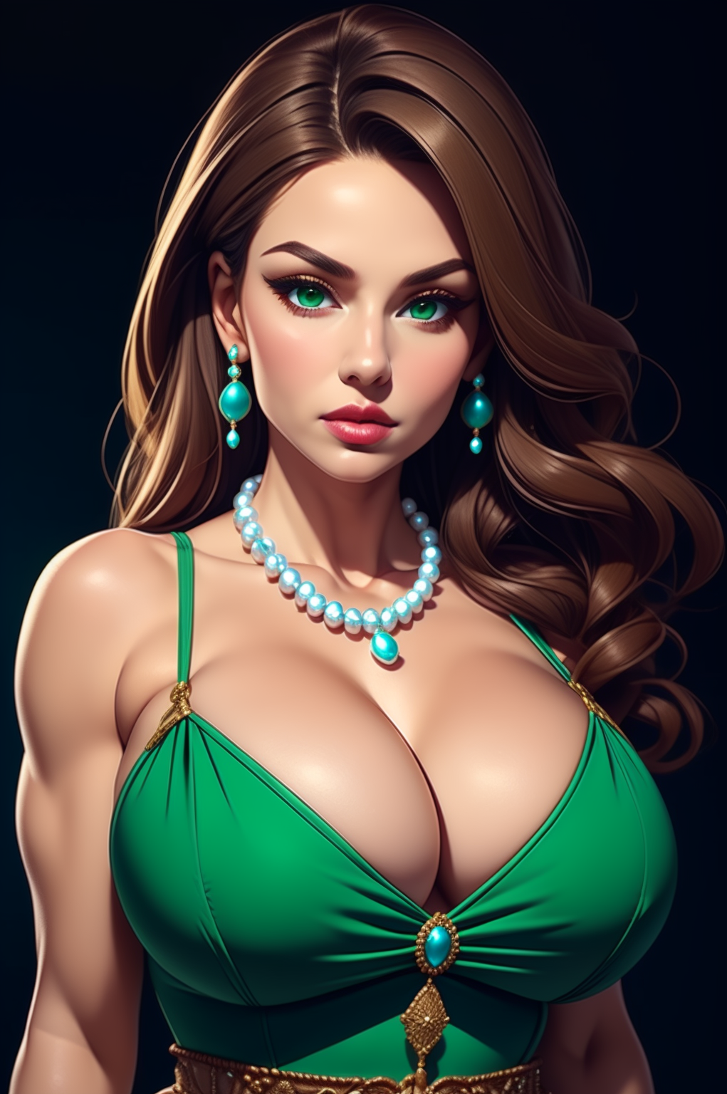 1girls ai_generated brown_hair cleavage curvaceous curvaceous_body curves curvy curvy_body curvy_female curvy_figure curvy_milf disney disney_xd female female female_only gravity_falls green_eyes hourglass_figure inner_sideboob light-skinned_female light_skin mrseyker necklace pearl_necklace pixai priscilla_northwest solo solo_female voluptous_milf voluptuous voluptuous_female