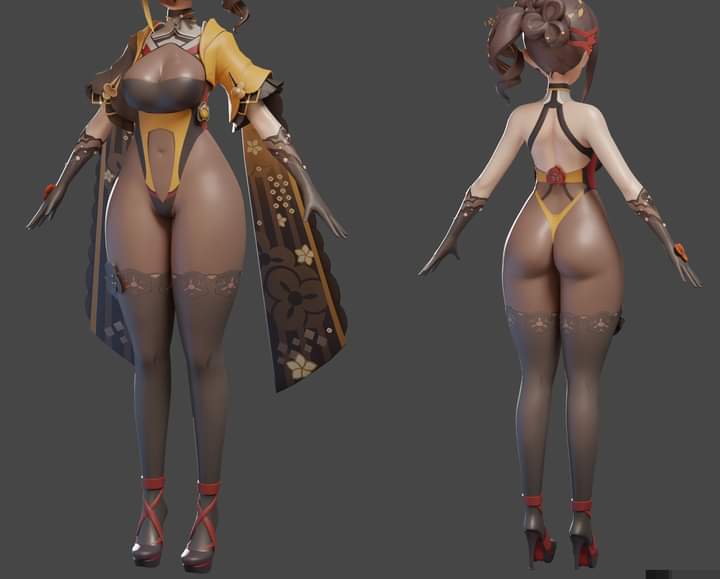 1girls 3d alternate_breast_size alternate_costume asian asian_female back back_view barely_clothed big_breasts chiori_(genshin_impact) cleavage genshin_impact gloves hazeker heels high_heels hourglass_figure hoyoverse huge_ass kimono mihoyo mod model pantyhose ponytail solo_female