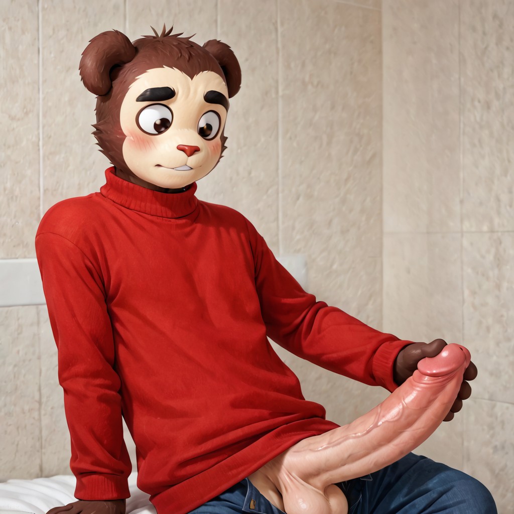 1boy ai_generated anthro anthro_male anthro_male_with_human_penis anthro_monkey anthro_only big_cock big_dick big_penis blush civitai clothed clothed_male clothing cock dick fully_clothed furry furry_only indoors male male_only masturbating masturbation max_(max_design_pro) max_design_pro maxdesignpro monkey penis penis_out sock_monkey solo solo_male stroking_penis sweater tagme yiff youtube youtube_shorts