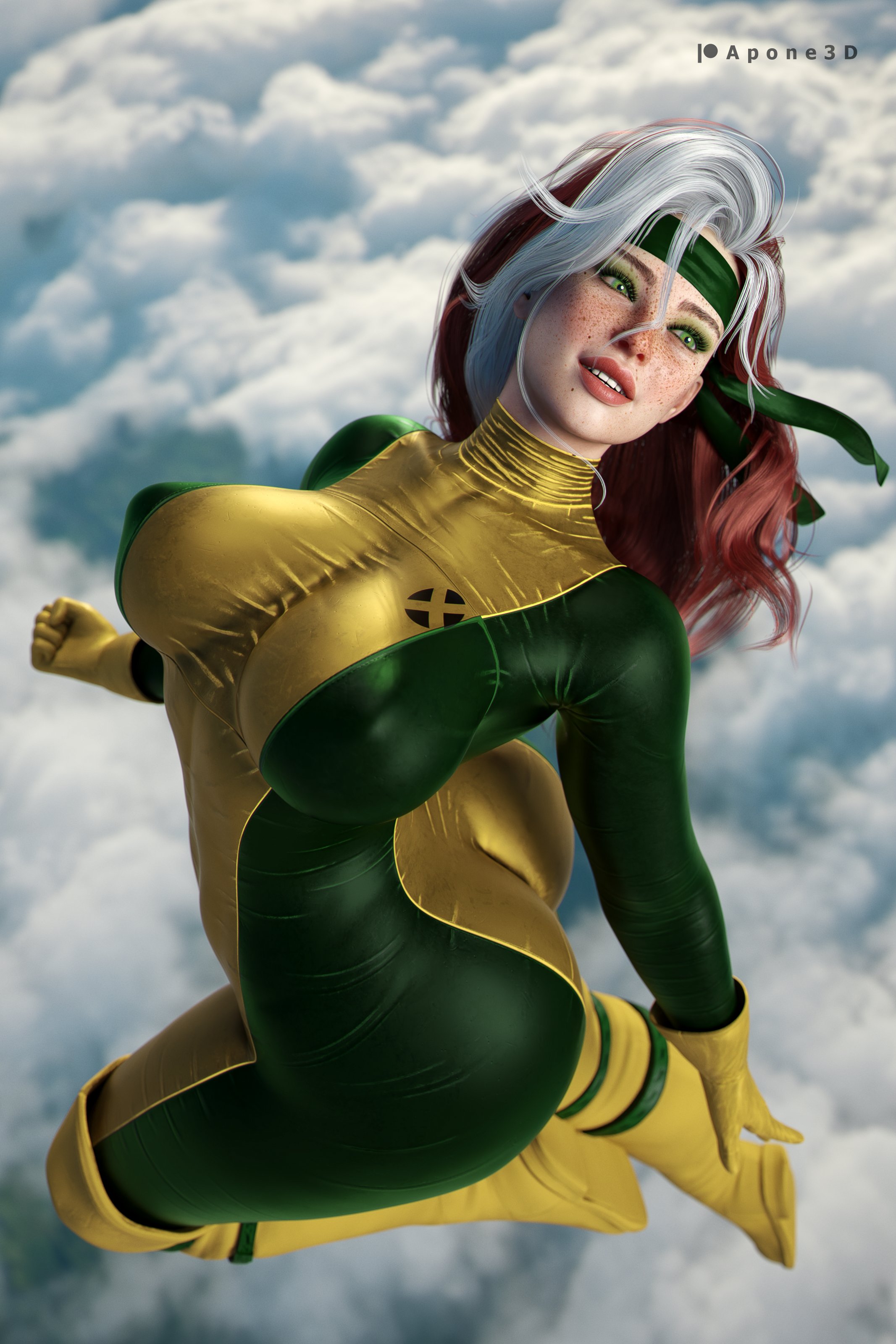 1girls, 3d, anna marie, apone3d, ass, big ass, big breasts, bodysuit, breasts, female, female only, freckles, fully clothed, light skin, light-skinned female, marvel, marvel comics, rogue (x-men), solo, tagme, thick ass, thick thighs, x-men