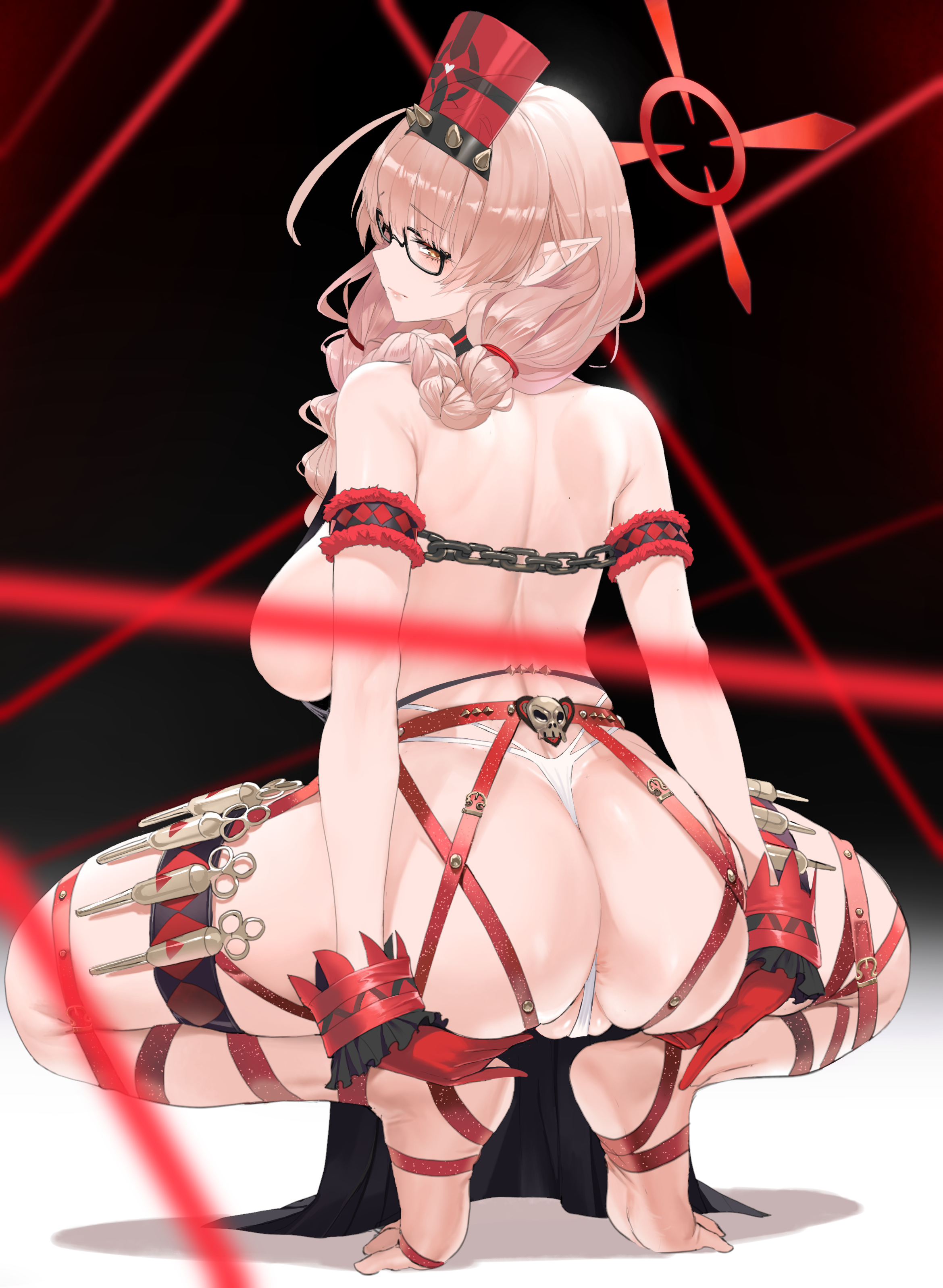 blue archive, cameltoe, chains, chinatsu (blue archive), dishwasher1910, female, pussy, squat, squatting, tagme