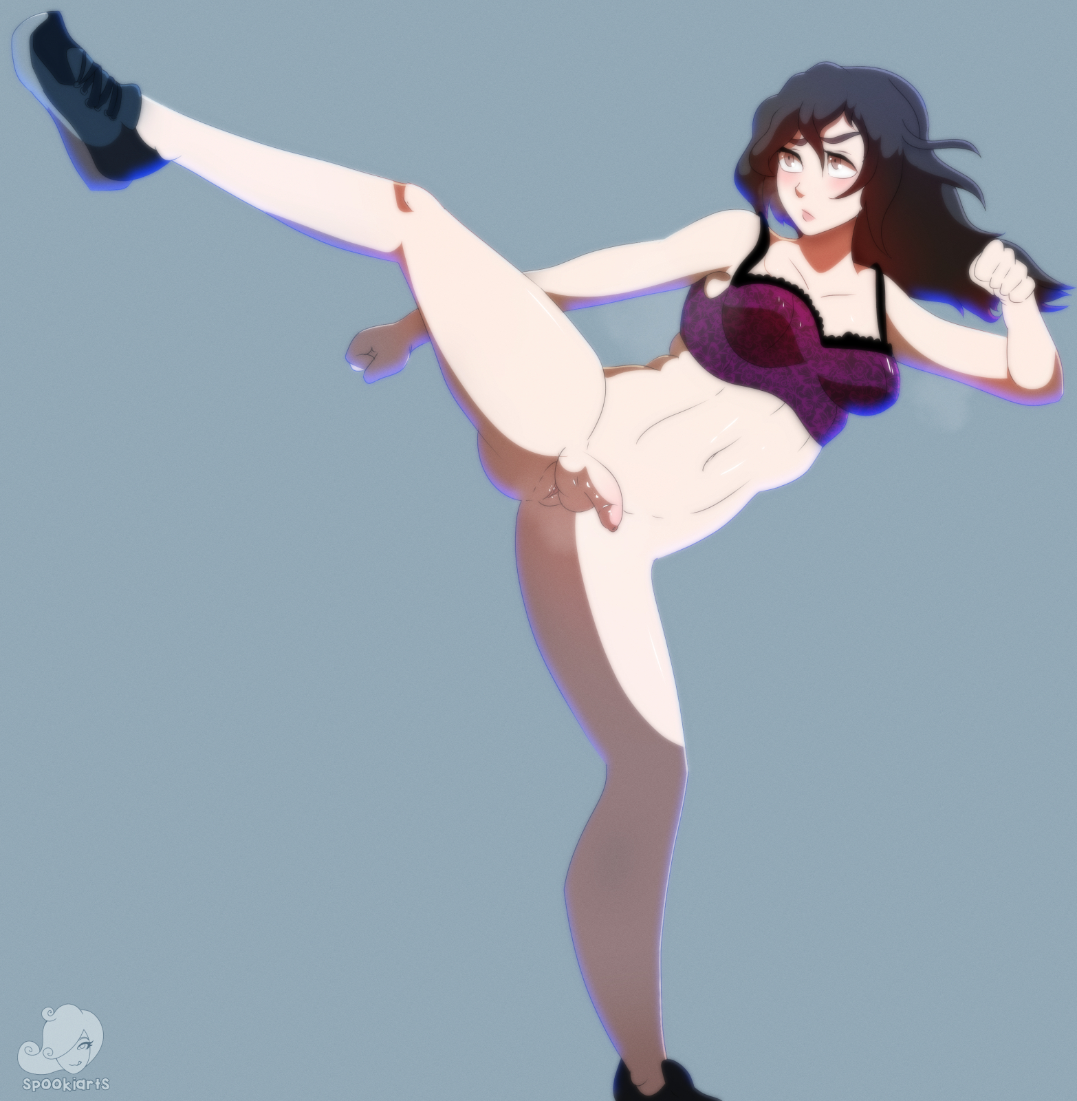 balls, breasts, cleavage, dickgirl, full-package futa, futa only, futanari, intersex, penis, pussy, spookiarts, testicles