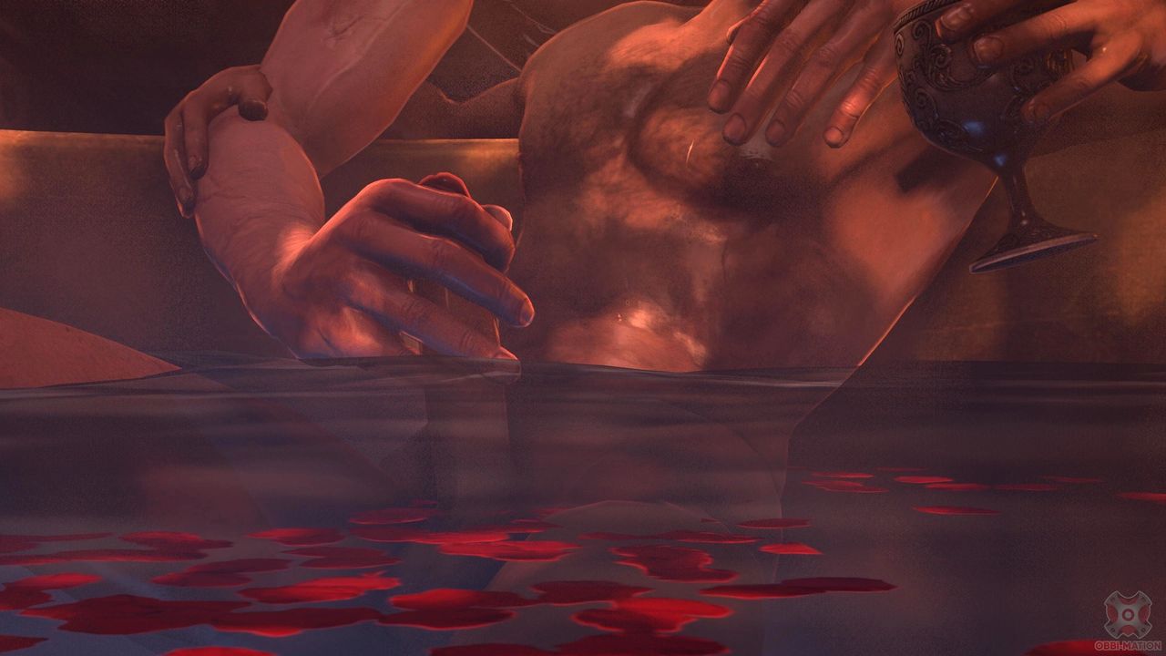 2boys 3d 3d_(artwork) 3d_model artist_name artist_signature artist_website bara bath chalice cup duo gay geralt_of_rivia hairy_chest handjob holding_partner human jaskier_(the_witcher) light-skinned_male light_skin male male/male male_only masturbating masturbation naked naked_male nude nude_male obbi_mation pale_skin penis penis_grab romantic_ambiance rose_petals straight_male the_witcher_(series) the_witcher_3:_wild_hunt video_games water yaoi